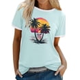 thumbnail image 3 of Shirts For Women Tees Tops Color Block Graphic Short Sleeve Beach Summer Plus Size Clothes, 3 of 7