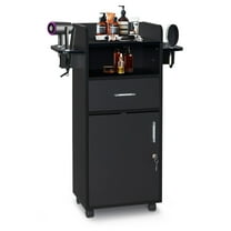 UBesGoo Beauty Salon Storage Cabinet, Lockable Barber Salon Station for Hair Stylist, Hair Styling Equipment for Beauty, Spa, Tattoo, Barber Shop, Black