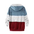 thumbnail image 4 of Reduce Womens Oversized Fuzzy Fleece Open Front Hooded Pockets Cardigan Jackets Loose Fit Sherpa Coat Color Block Print Winter Warm Plush Zip Outerwear (Blue#01 XXL), 4 of 5