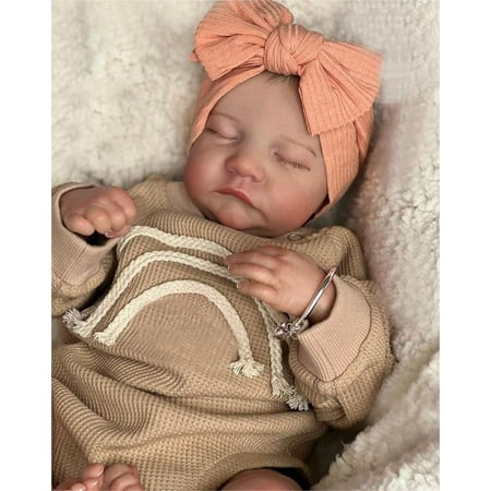 iCradle 19 Inch Lifelike Reborn Baby Dolls Girl Realistic Newborn Baby Doll Cloth Body Adorable Real Life Sleeping Baby Doll Birthday Gift for Kids Age 3+