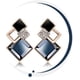 thumbnail image 4 of Trendy Simple Cubic Zirconia Stud Earrings Geometric 3D Cube Triangle Square Diamond Multilayer Earrings for Women and Girls (Blue) blue -, 4 of 4