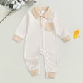 thumbnail image 2 of Kogui Neutral Baby Clothes Winter Baby Boy Zipper Romper Long Sleeve Baby Pajamas with Mitten Cuffs 0 3 6 9 12 18 24 Months (Beige,6-12 Months), 2 of 6