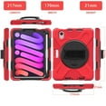 thumbnail image 6 of For iPad Mini 7th/6th Generation Case 8.3 inch 2024/2021, 360 Hand Strap, Shoulder Strap, Kickstand, Rugged Drop Protection, Red, 6 of 6