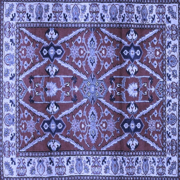 Ahgly Company Indoor Square Geometric Blue Traditional Area Rugs, 8' Square