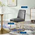 thumbnail image 5 of Side Dining Chair, Velvet, Metal Steel, Gold Grey Gray, Modern Contemporary Urban Design, Kitchen Room Cafe Bistro Restaurant Hospitality, 5 of 9