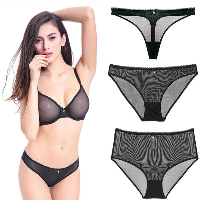 Culottes String Transparentes pour Femmes Taille Haute Lot de 4