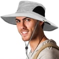 thumbnail image 6 of SUN CUBE Wide Brim Sun Hat for Men & Women, UPF 50+ UV Protection, Breathable Mesh Boonie Hat with Adjustable Chin Strap, Packable Fishing Hiking Safari Hat, Light Grey, 6 of 7