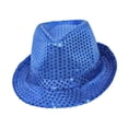 thumbnail image 3 of Sombreros de sol creativos Fedora con lentejuelas para viajes, juegos de rol, presentaciones en escenario al libre Azul, 3 of 8