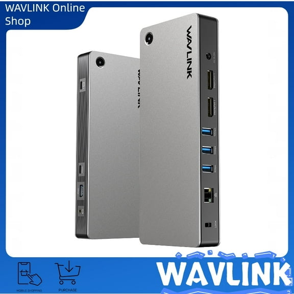 WAVLINK USB 4 Docking Station, 11-IN-1 Dual 4K Display USB-C Dock, 8K DP1, 4K DP2, 130W PD IN, 10Gbps USB3.1x3, 5Gbps USB3.0x2, Gigabit RJ45, Plug & Play on Windows/Mac OS, Work with TBT3/4 Laptops
