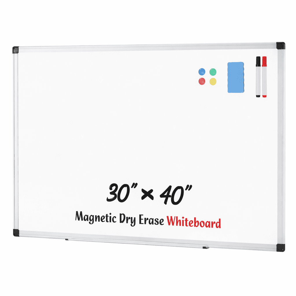 LIFERECORD 30" x 40" Magnetic Whiteboard, Dry Erase Board Includes 1 Dry Eraser & 2 Multicolor Markers & 4 Magnetic Pins for Home, Office, School
