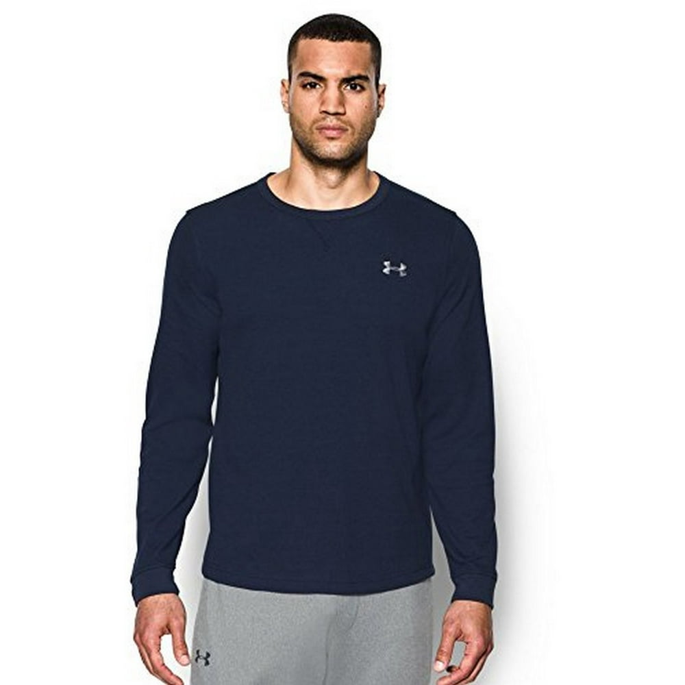 Under Armour - Under Armour Mens UA WAFFLE LS CREW, Midnight Navy/FADED