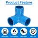 thumbnail image 3 of Conectores de tubería en forma de L de 3 vías Uxcell, de 3/4 pulgadas, grado de muebles, codo de 90 grados con salida lateral para construir estanterías de jardín DIY (paquete de 10), azul, 3 of 5