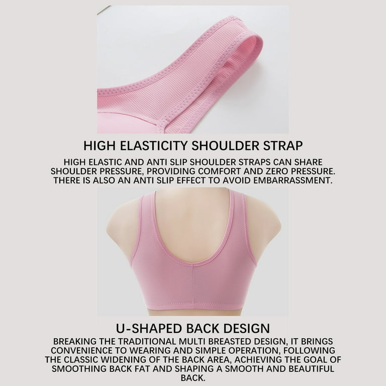 Aboser 2 Pack Bras for Women No Underwire Everyday Bras Comfort Front  Closure Bralettes Lightly Push Up Underwear Seamless Support Bra 