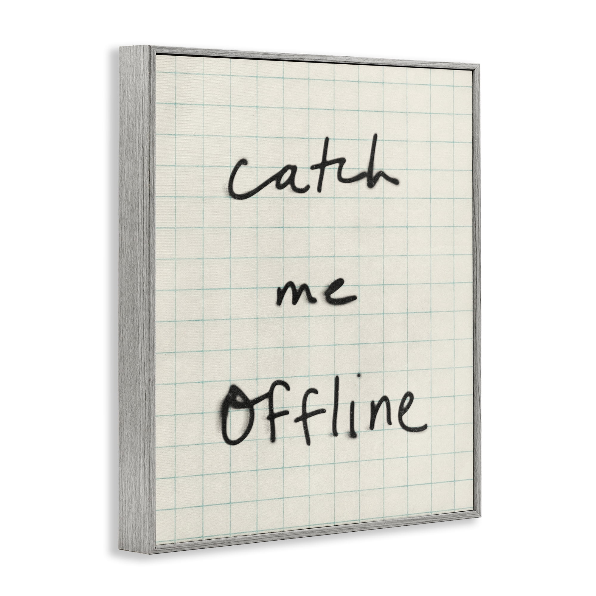 Stupell Industries Catch Me Offline Scrawl Gray Framed Giclee Art, design by Victoria Barnes