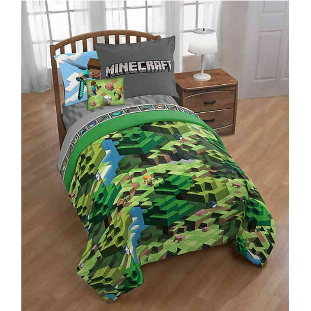 Minecraft Builders Boys Full Comforter, Sheet Set + BONUS PILLOW SHAM