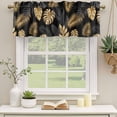 thumbnail image 3 of 2 Pack Valances for Windows, Black Golden Palm Leaf Window Valances for Living Room/Bedroom/Bathroom, Tropical Plant Modern Luxury Light Filtering Kitchen Curtain Valance 42"W x12" L, 3 of 9