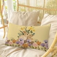 thumbnail image 4 of Easter Bunny Pillow Covers, Linen Long Throw Pillow Case, Spring Floral Vintage Botanical Rabbits Yellow Holiday Pillow Protector Decorative Cushion Cover for Living Room/Bedroom 20" x 36", 4 of 8