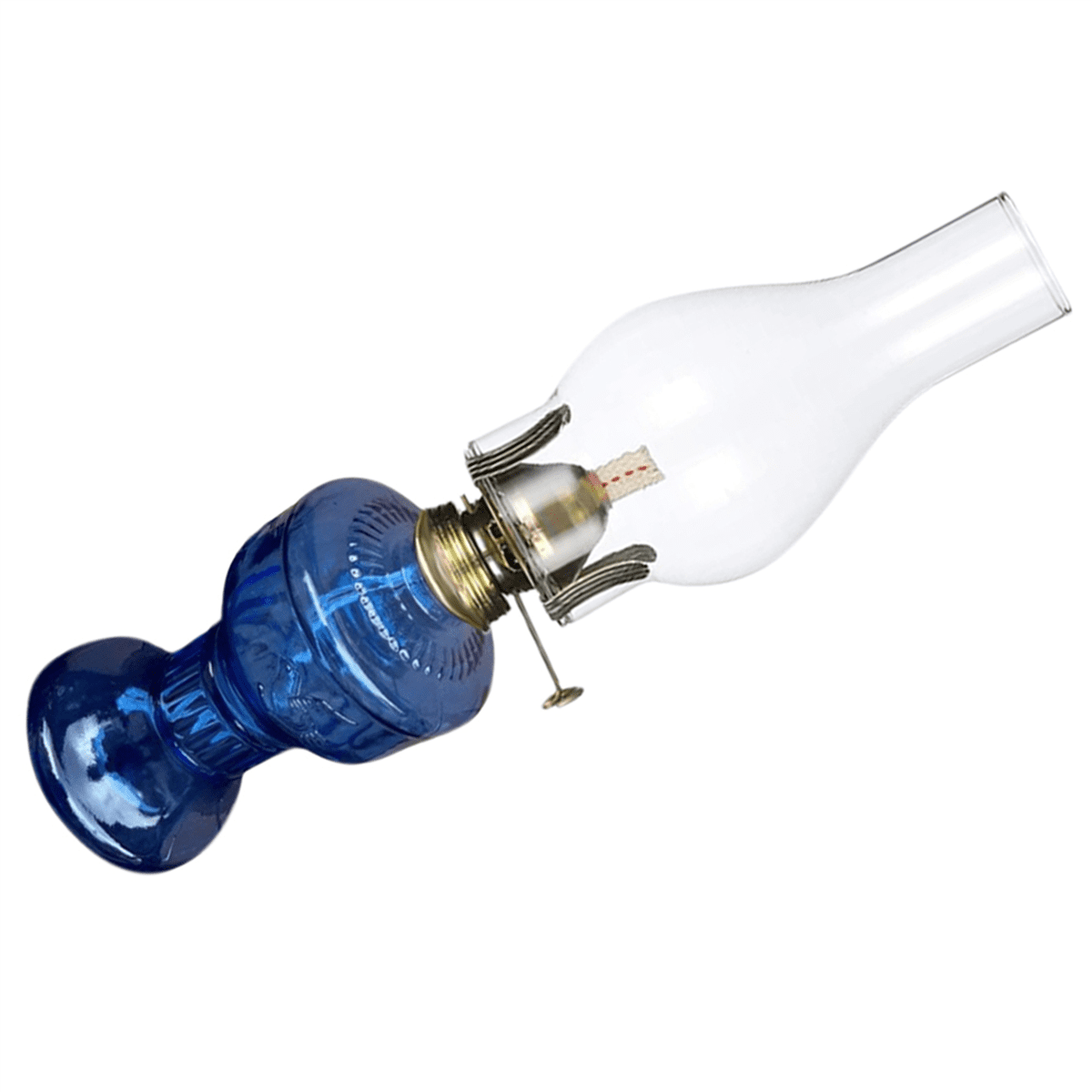 2X Rustic Oil Lamp Vintage Glass Coal Lamp Oil Lamps for Indoor Use Home Decor Lighting Oil Lantern Blue