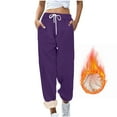 thumbnail image 2 of Puntoco Pants for women Women's Fleece Pants Track Athletic Running Yoga Velour Pants Jogger Comfy Pajama Lounge Sweatpants Purple 10(XL), 2 of 8