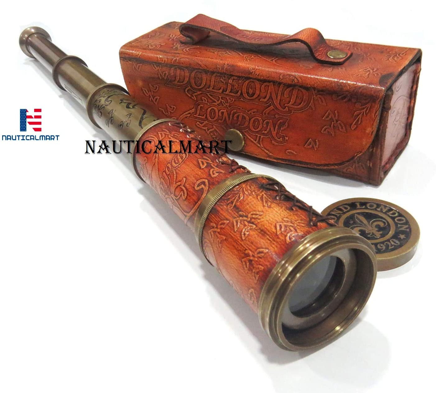 Antique Brass Teleskop Marine-Wasser Leder Pirat Spyglass Vintage-Scope 