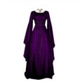 thumbnail image 4 of Enjoytime Maxi Dresses for Women 2025 Solid Color Round Neck Long Sleeve Gothic Dress with Bandage Elegant Renaissance Dress Halloween Costumes Purple XL, 4 of 4