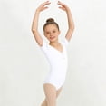 thumbnail image 2 of AHTJRT Short Sleeve Leotards for Girls Gymnastics Unitards Summer Leotard Bodysuit Kids Dance Ballet Outfits White 12-13 Years, 2 of 8