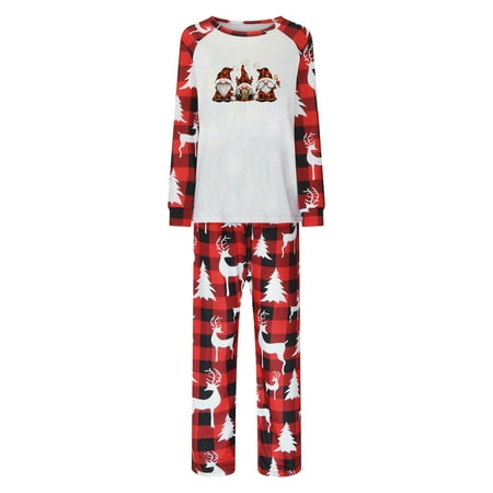 

KEJIG Stylish Christmas Women Printed Blouse Round-Neck Tops+Pants Family Matching Pajamas Set