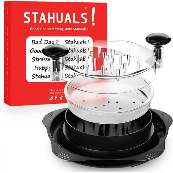 4th Generation Chicken Shredder Tool Twist Large, 11 Inch Visible Meat Shredder Tool Twist with Ergonomic Handle, Chicken Breast Shredder Non-Skid Base and Plate, Suitable for Chicken Pork Beef