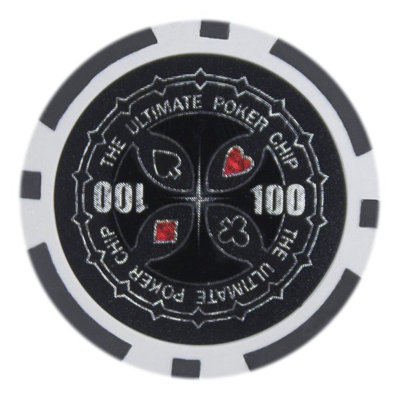 Brybelly Holo Inlay Poker Chips Heavyweight 14-gram Clay Composite - Pack of 50 ($100 Black)