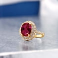 thumbnail image 5 of Gem Stone King 18K Yellow Gold Plated Silver Red Created Ruby Ring for Women | 3.30 Cttw | Oval 9X7MM | Wedding Engagement Anniversary Promise Ring for Women| Size 7, 5 of 5