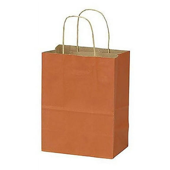 SSWBasics Medium Burnt Orange Paper Shopping Bags - 8 ¼”L x 4 ¾”D x 10 ½”H - Case of 100