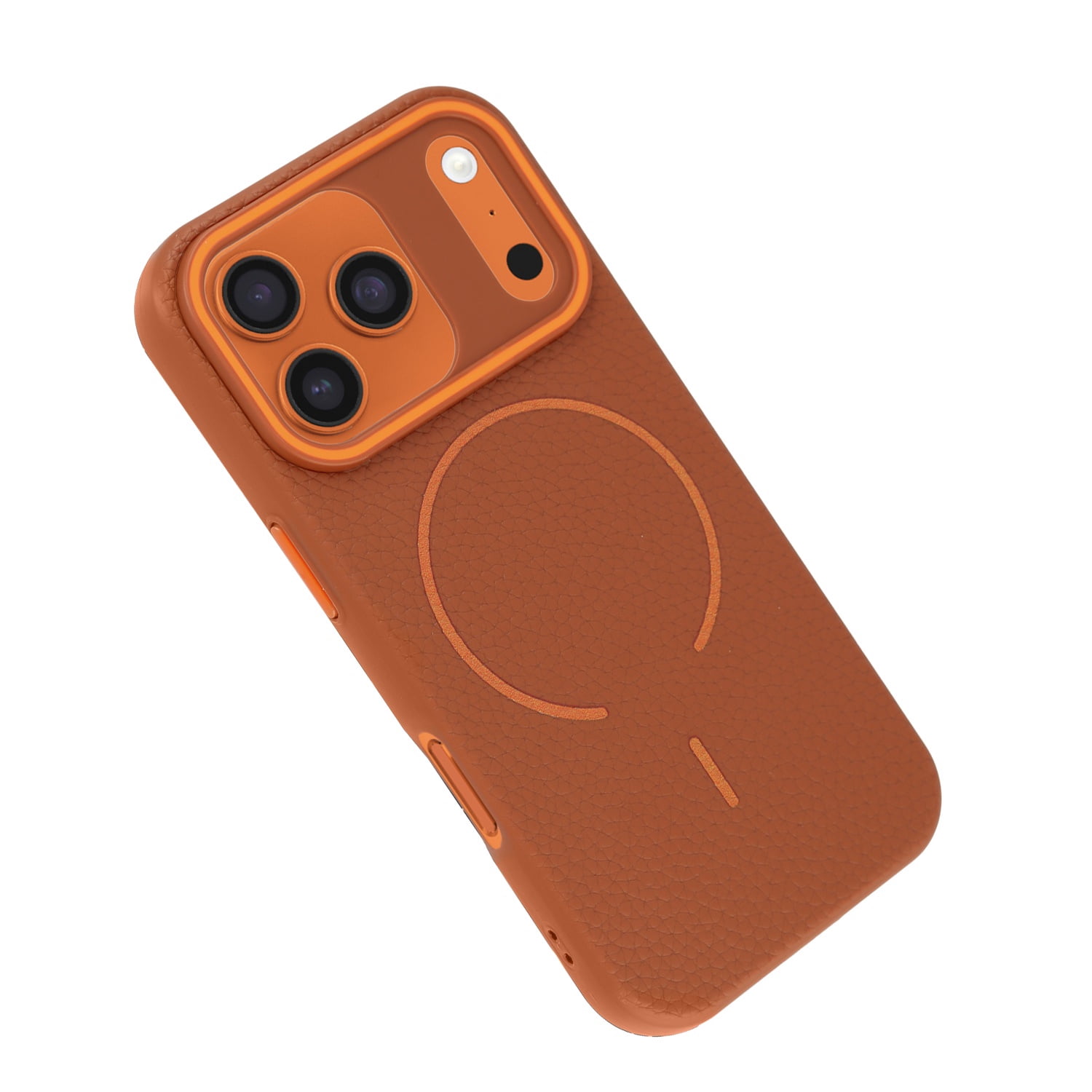 Magnetic Leather Soft Cases for iPhone 17 Pro Max - Golden Brown