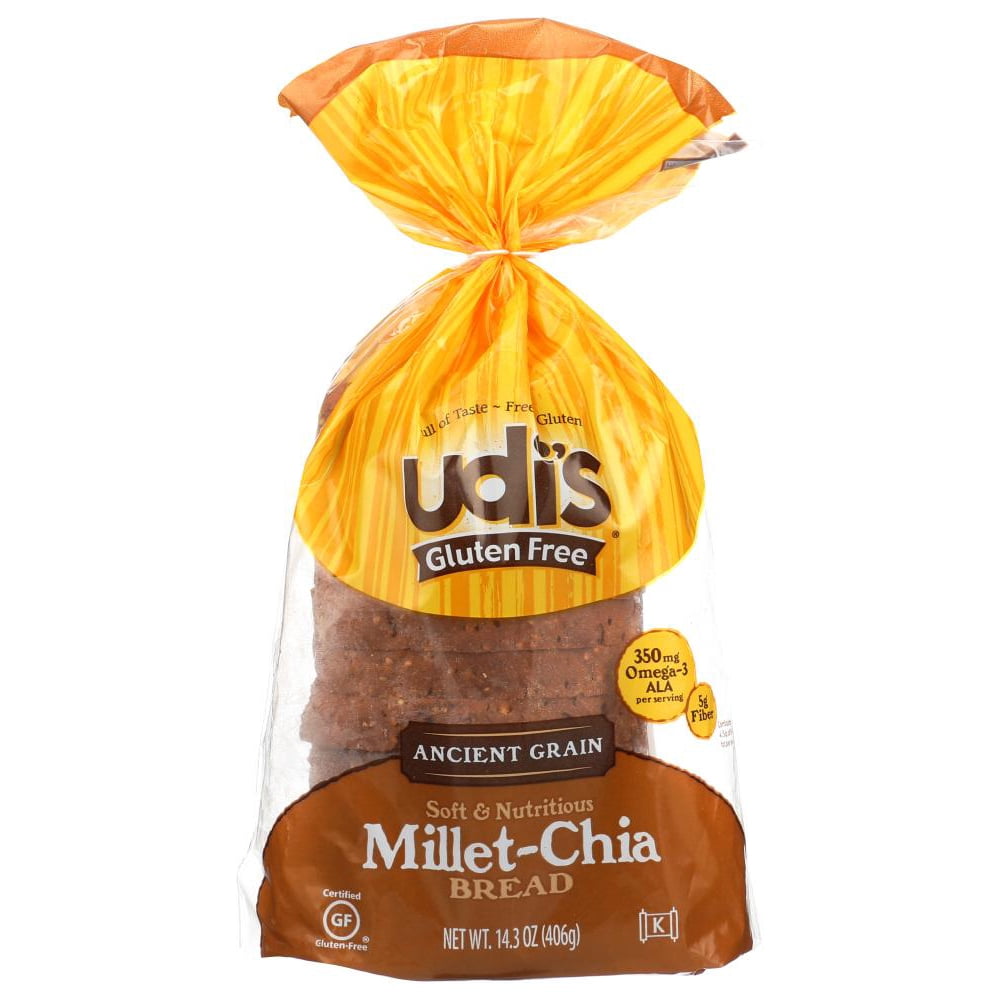 Udi's Gluten Free Ancient Grain MilletChia Bread, 14.2 Oz (Pack of 8