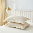 thumbnail image 2 of MarCielo  2-Piece 100% Cotton Embroidered Quilted Pillow Shams Natural Beige - King, 2 of 5