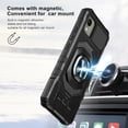 thumbnail image 6 of TJS for Nokia C110 Phone Case, with Tempered Glass Screen Protector, [Military Grade] Robotic Magnetic Support Car Mount Metal Ring Holder Kickstand Cover (Black), 6 of 7