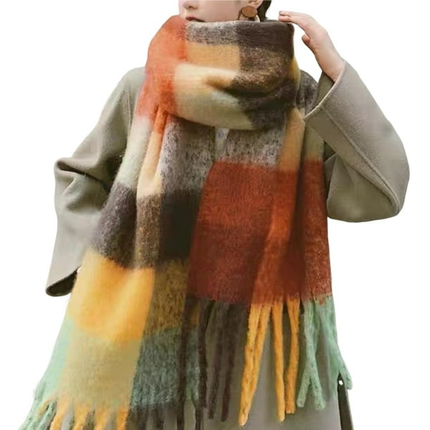 Bufanda cálida de invierno for mujer, chal largo, bufandas grandes, bufandas gruesas for clima frío, bufandas grandes y gruesas de gran tamaño.