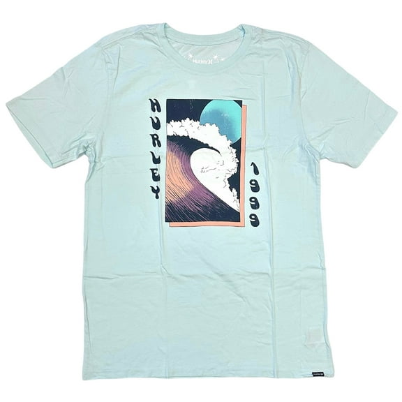 Hurley Men's T-Shirt Everyday Mavericks Short Sleeve Crewneck Tee (Medium, Ice Blue)