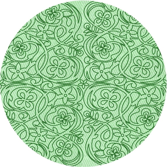 Ahgly Company Indoor Round Patterned Mint Green Area Rugs, 8' Round