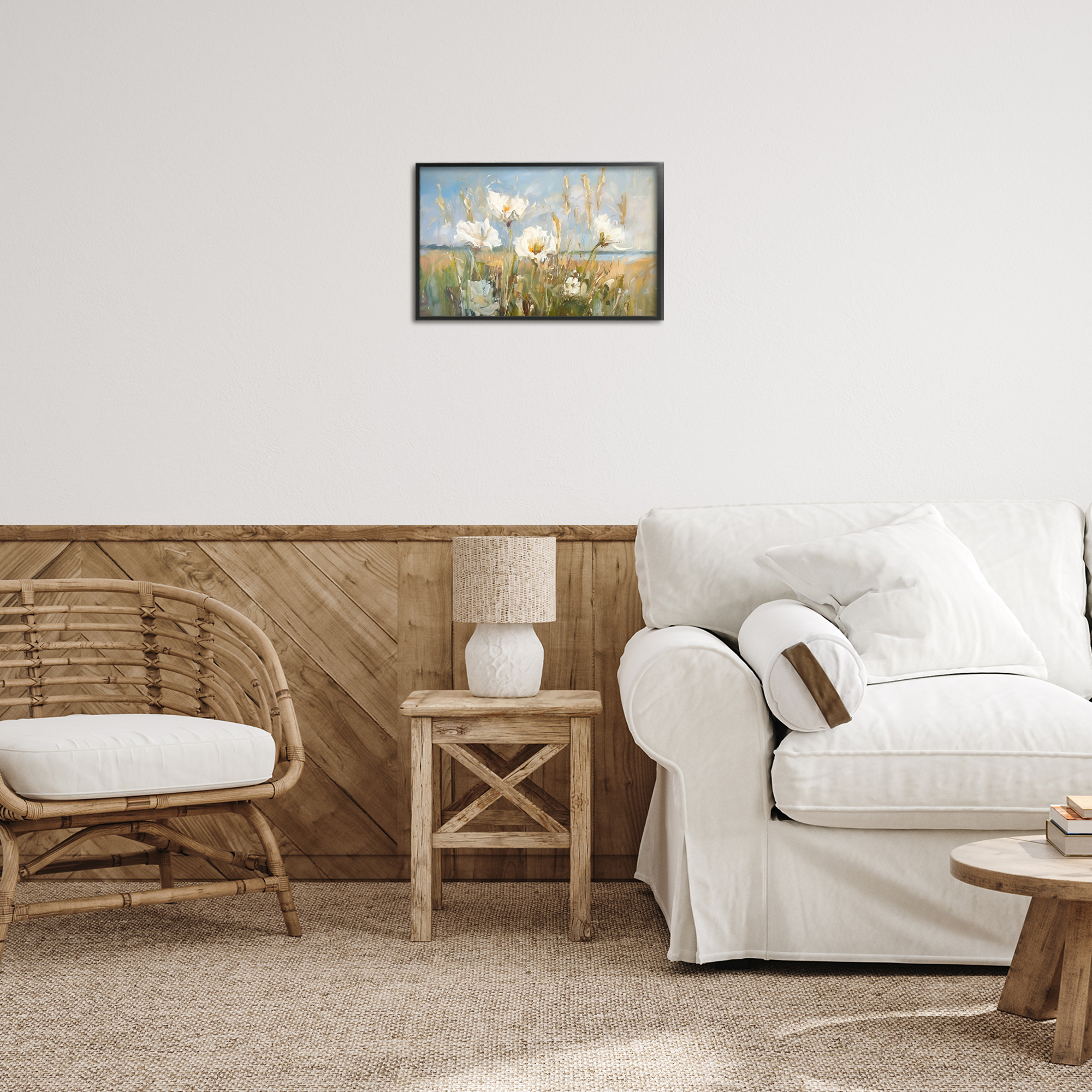 Stupell Industries Soft Seaside Wildflowers Botanical & Floral Painting Black Framed Art Print Wall Art, 18 x 12