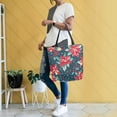 thumbnail image 4 of FORMRS Womens Canvas Tote Bag with Zipper Inner Pocket Shoulder Handbag, Christmas Themed Leaves, 4 of 7