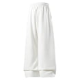thumbnail image 4 of Iaqnaocc Baggy Sweatpants Gym Lounge Wide Leg Elastic Drawstring Waist Fashion Big and Tall Workout Pants with Pockets White L, 4 of 4
