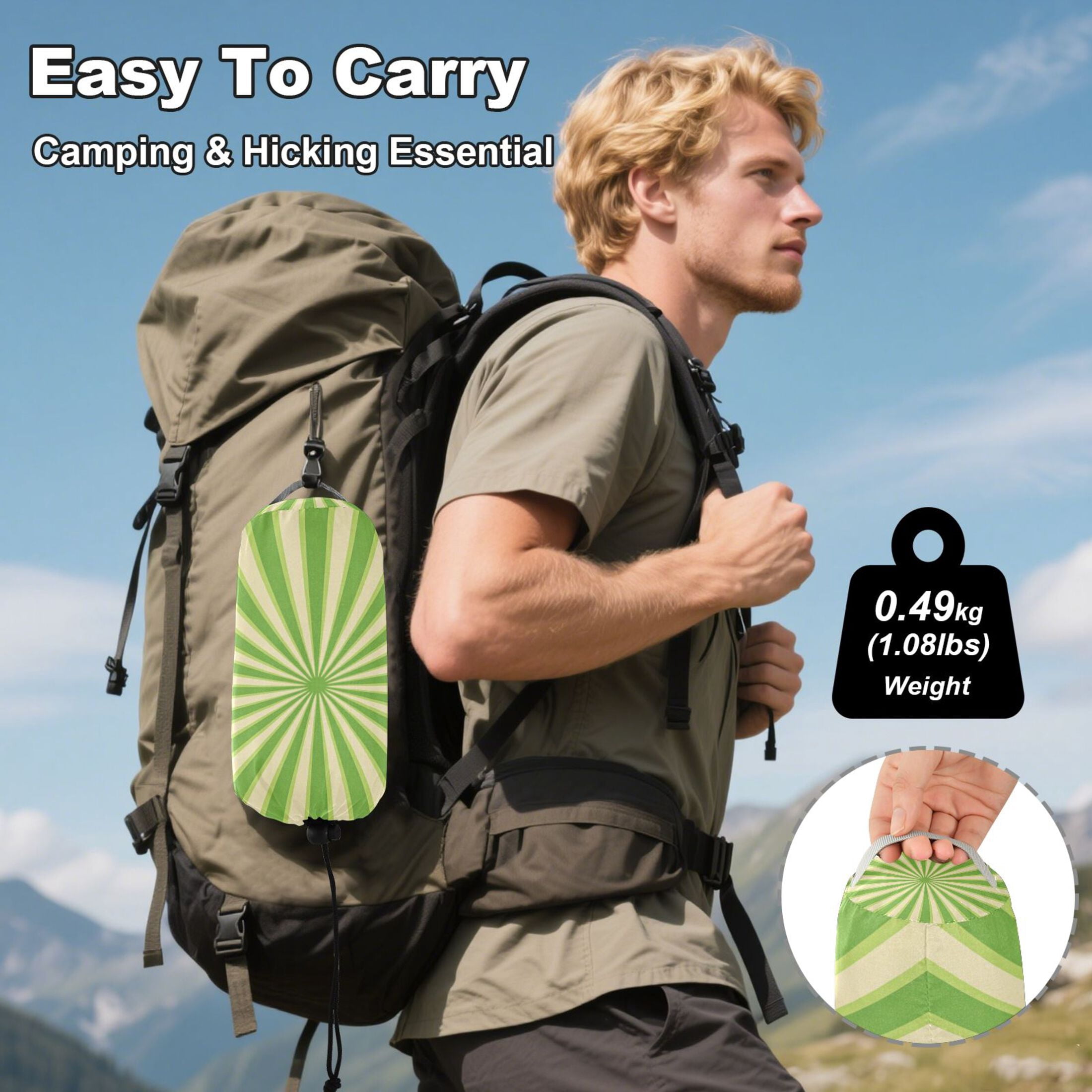 Hanging Hammock Portable Travel Camping For Outdooor Beach Camping Hiking Lime Green