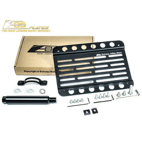 Extreme Online Store Replacement for 2014-Present BMW F32 F33 4-Series M-Sport Bumper Models | EOS Plate Version 1 Mid Sized Front Bumper Tow Hook License Relocator Mount Bracket Tow-183 