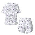 thumbnail image 5 of Kdxio Lavender Flowers Print Pajamas Sets for Women Short-Sleeved Pjs with Lounge Shorts Two Piece Sleepwear S-4XL, 5 of 9