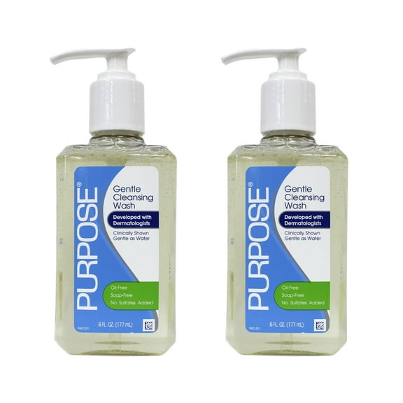 Purpose Gentle Cleansing Wash, 6-Ounce Pump Bottle - 2 Pack