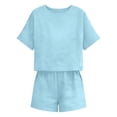 thumbnail image 6 of Stamzod Two Piece Sets for Women Trendy Summer Short Sets Travel Vacation Outfits Matching Sweatsuit Light Blue XL, 6 of 6