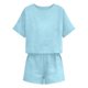 thumbnail image 5 of Conjunto Corto Casual para las Mujeres Manga Corta Bolsillo Pantalones Cortos Pantalones de Señoras Conjunto con Cuello Redondo Top, Ropa Casual de Verano, 5 of 7