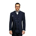 thumbnail image 2 of Statement 100% Wool Wide Leg Navy 3 Piece Suit Florence By Alberto Nardoni Brand Designer, 2 of 3