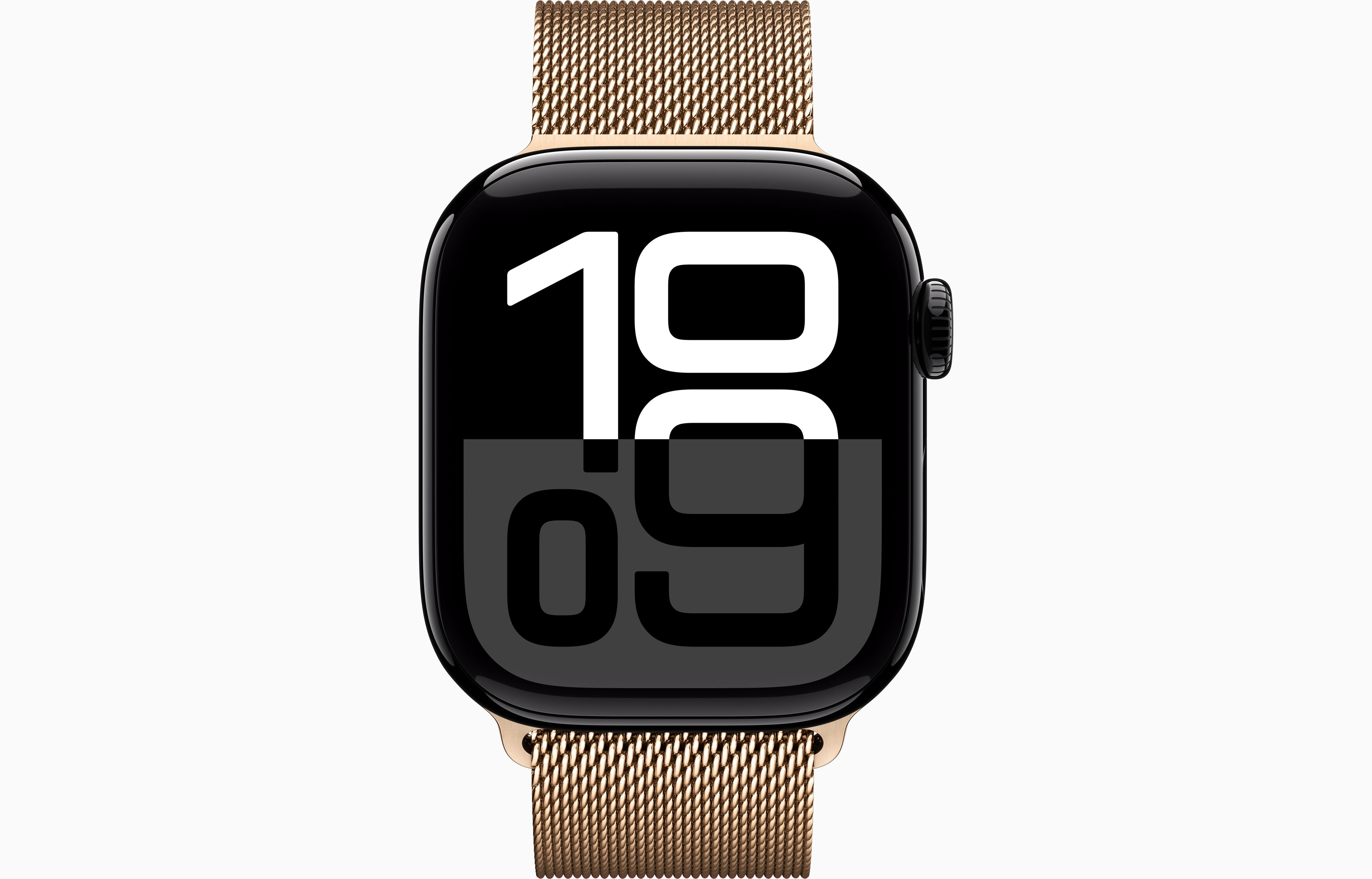 Restored Apple Watch Series 10 GPS + Cellular 46mm Jet Black Aluminium Case with Gold Milanese Loop (Refurbished)
