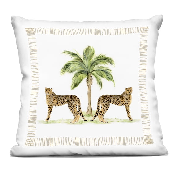 Stupell Industries Cheetah Duo & Palm Tree Design by Janet Tava Throw Pillow